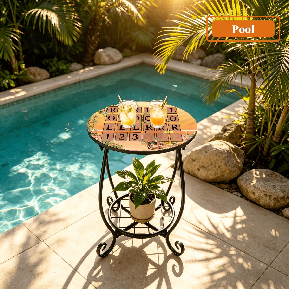 Mahjong Outdoor Solo Play Side Table - Splash of Color Co.