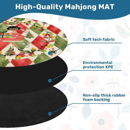 Harlequin Christmas Nostalgic Watercolor Green Burnish Red Round Mahjong Mat