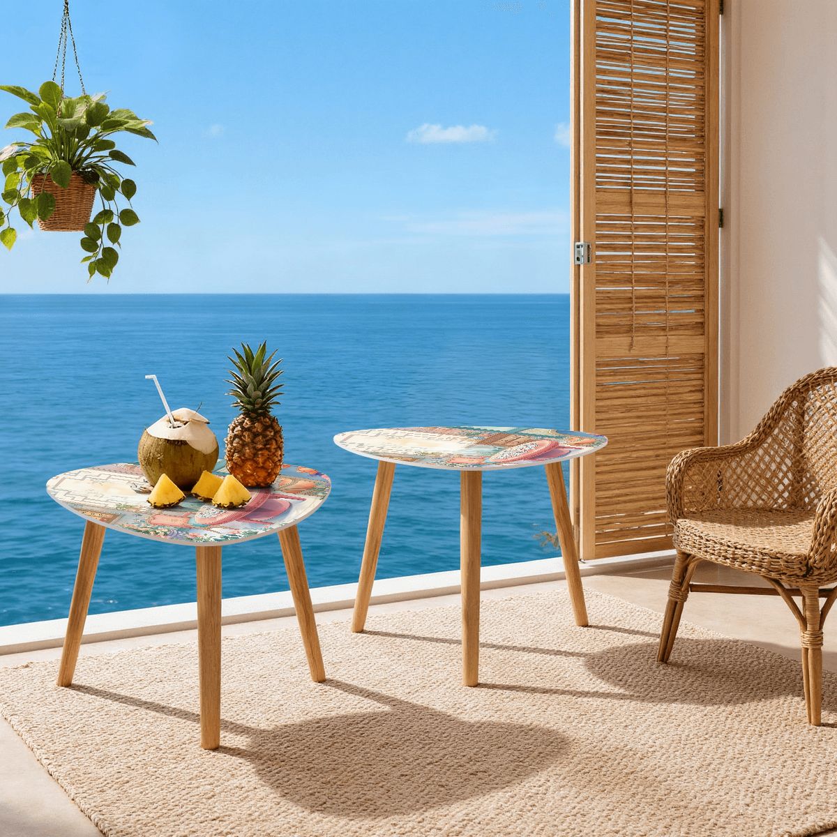 Mahjong Garden Tea Room Modern Nesting Tables - Splash of Color Co.