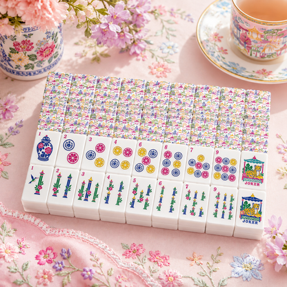 Asian Pagoda Chinoiserie Pretty Pastel American Mahjong Tiles And Carry Case