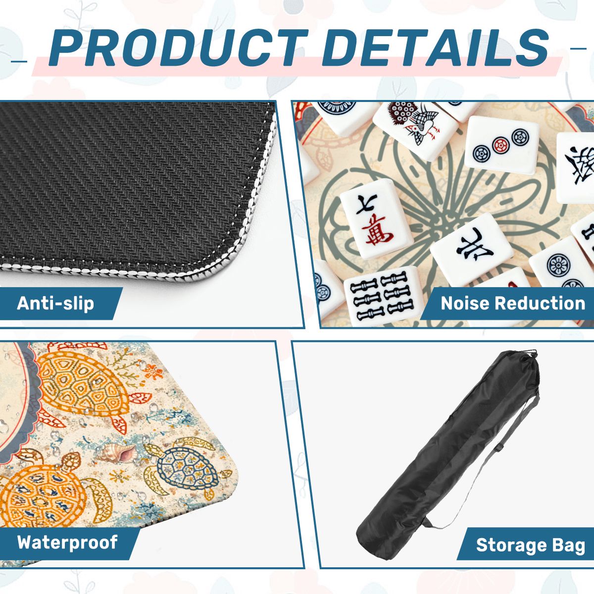 Off The Amalfi Turtle Sea Life Mahjong Mat - Splash of Color Co.