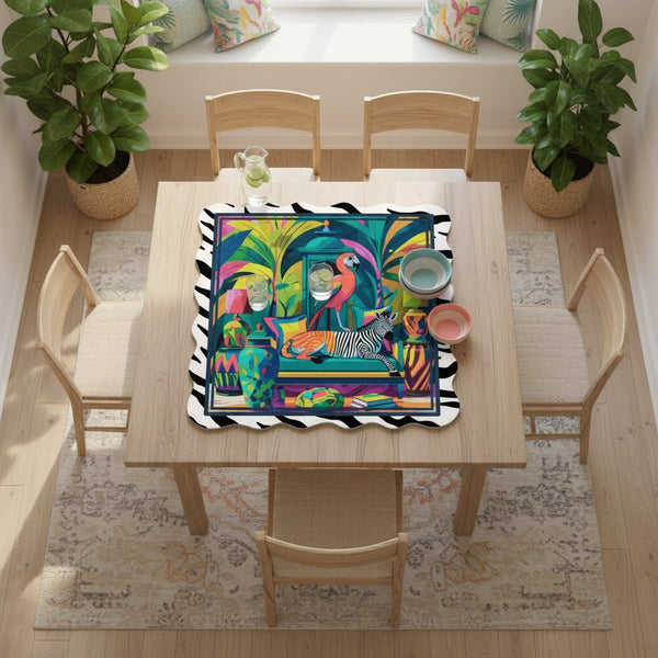 Wild Thang Animal Safari Scalloped Mahjong Mat - Splash of Color Co.