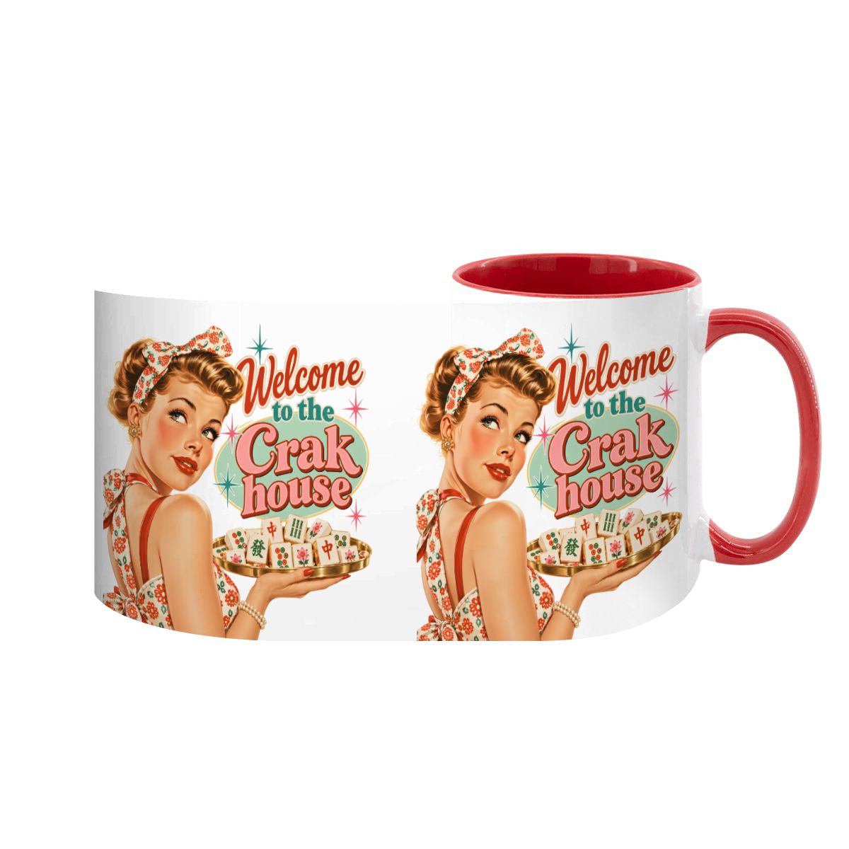 Funny Mahjong Mug, Welcome To The Crak House Modcentric Large Colorful Mug (15oz)