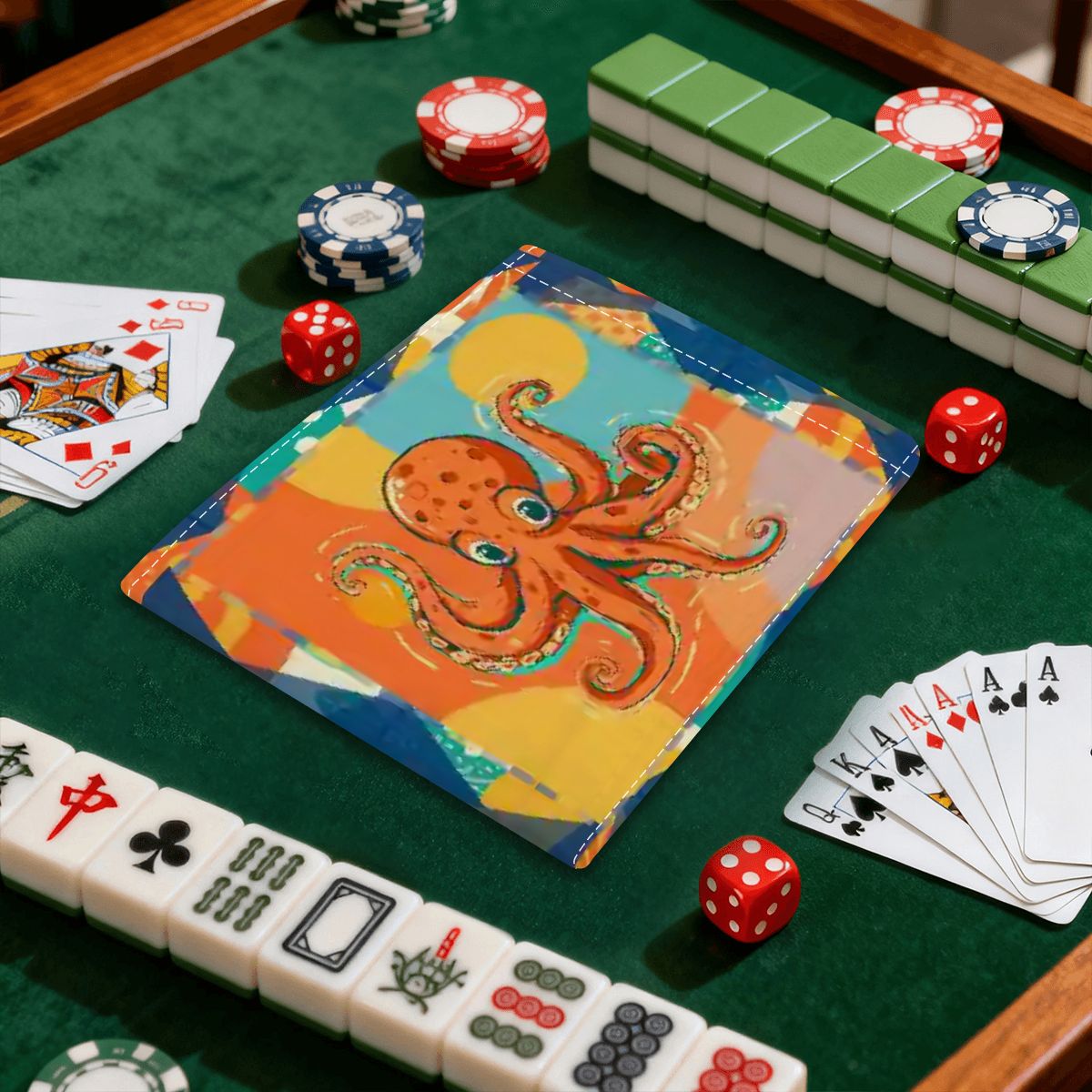 Octovibe Blue Lagoon 4 Mahjong Card Holder with Line Finder - Splash of Color Co.