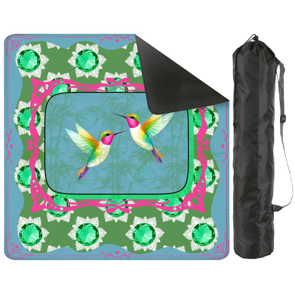 Emerald Mahjong Mat, Flutterbird Mat, Preppy Pink, Green Blue Floral - Splash of Color Co.