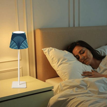 Art Deco Royal Blue LED Mahjong Cordless Table Lamp - Splash of Color Co.