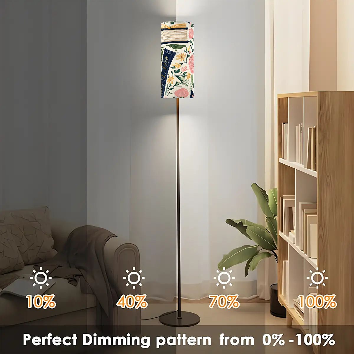 Floral Pastel Book Lover Book Nook Modern Floor Lamp Modern Standing Lamp