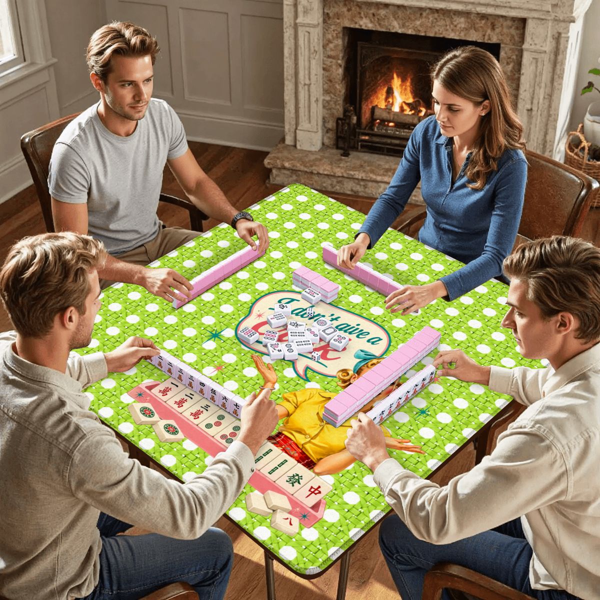 Funny Mahjong Mat Cane & Cello I Don't Give A Crak Mahj Mat