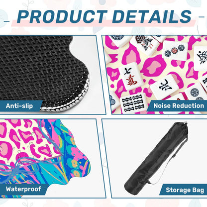 Preppy Pastel Animal Print Scalloped Mahjong Mat