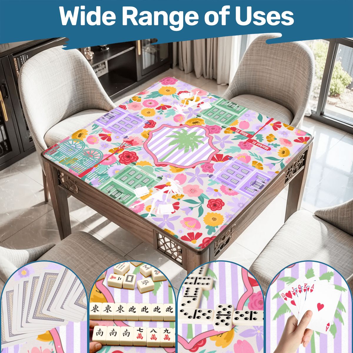 Charleston South Carolina Mahjong Floral Preppy Mahjong Mat - Splash of Color Co.