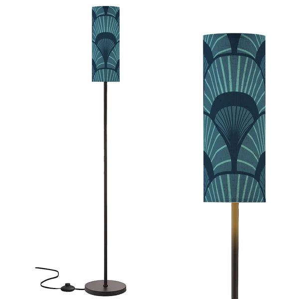 Art Deco Royal Blue Geometric Radiating Fan, Modern Floor Lamp - Splash of Color Co.