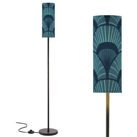 Art Deco Royal Blue Geometric Radiating Fan, Modern Floor Lamp - Splash of Color Co.