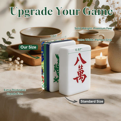 Tobacco Leaft 4Layer American Mahjong Tiles Blue Green With Carry Case - Splash Of Mahj And Color Co.