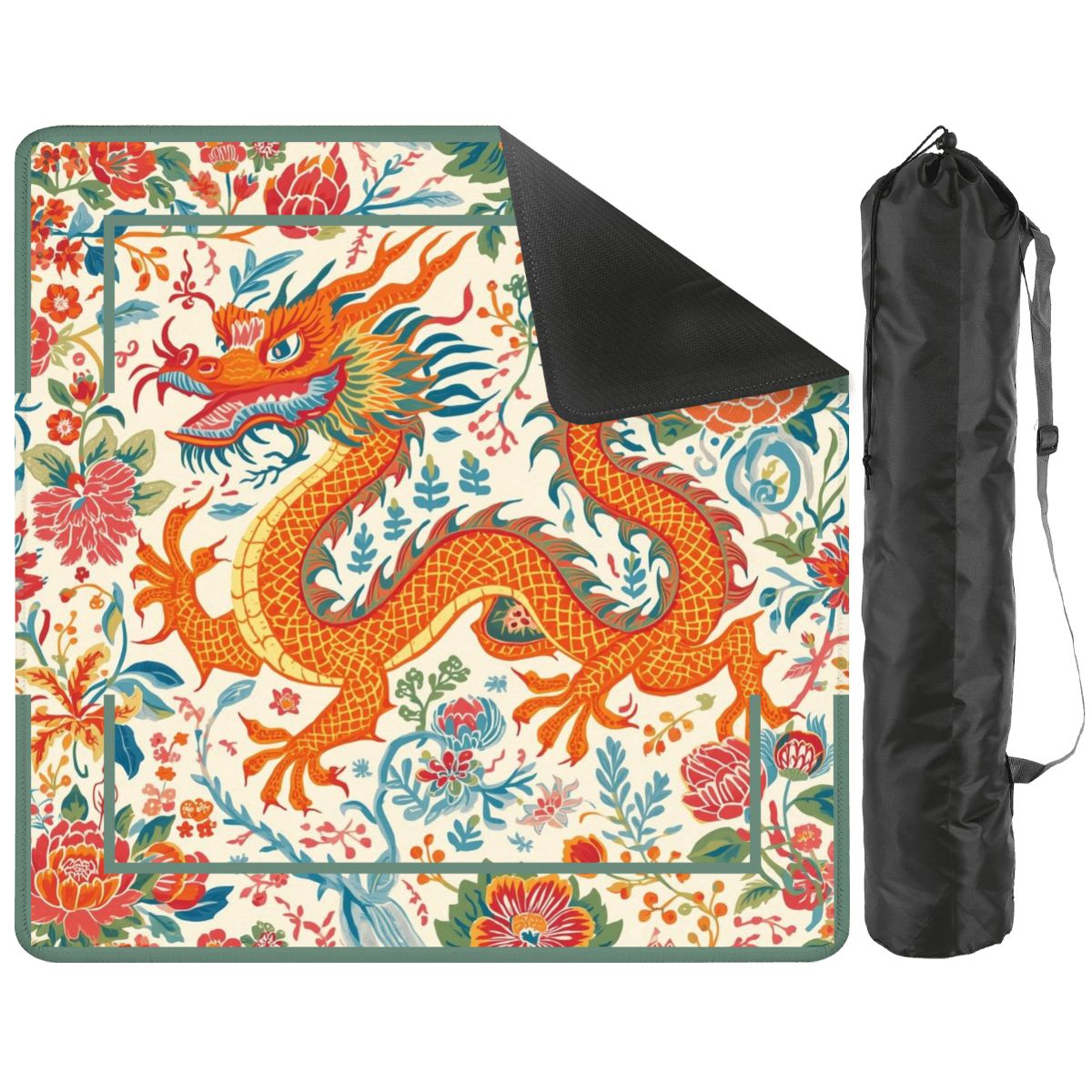 Chinese Dragon Mahjong Mat, Whimsical Colorful Asian Motif Mahj