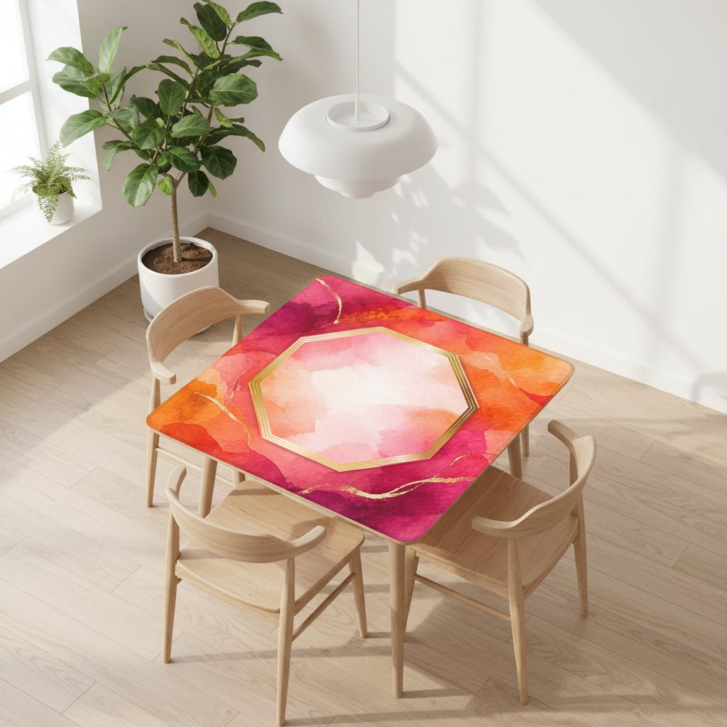 Bejeweled Watercolor, Fuchsia, Orange And Gold Flecked Mahjong Mat - Splash of Color Co.