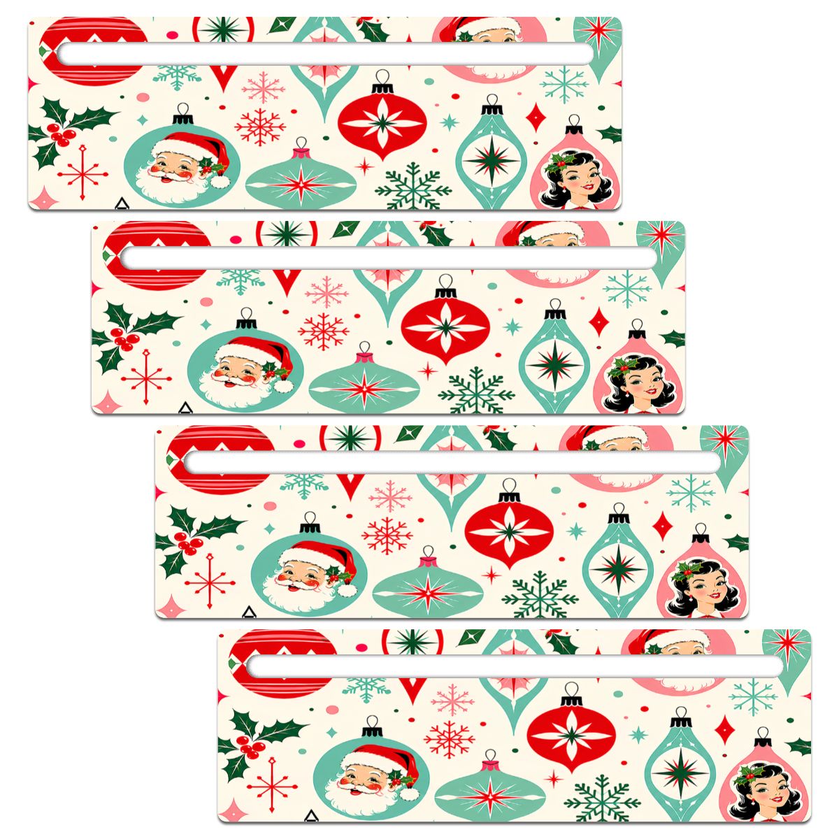 Holly Nostalgic Santa ChristmasMahjong Line Reader 4 Pack