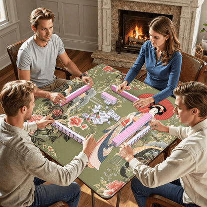 Japanese Floral Geisha Girl Mahjong Mat - Splash of Color Co.