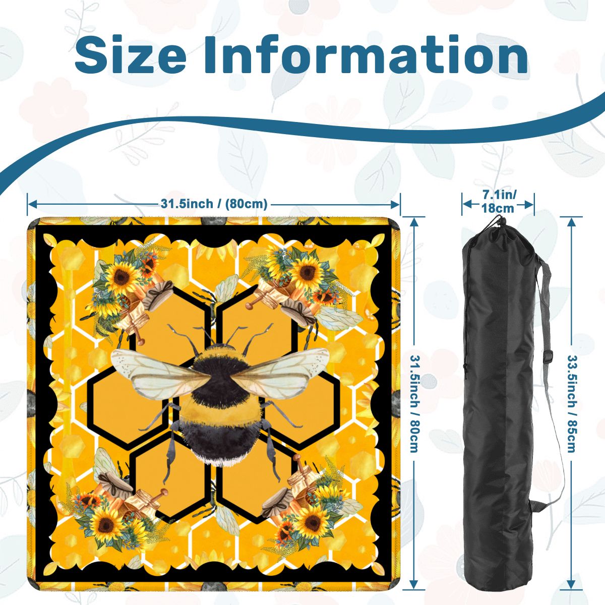 Mahjong Bumble Bee Mat, Sunflower Yellow Honey Pot Mahj Mat - Splash of Color Co.