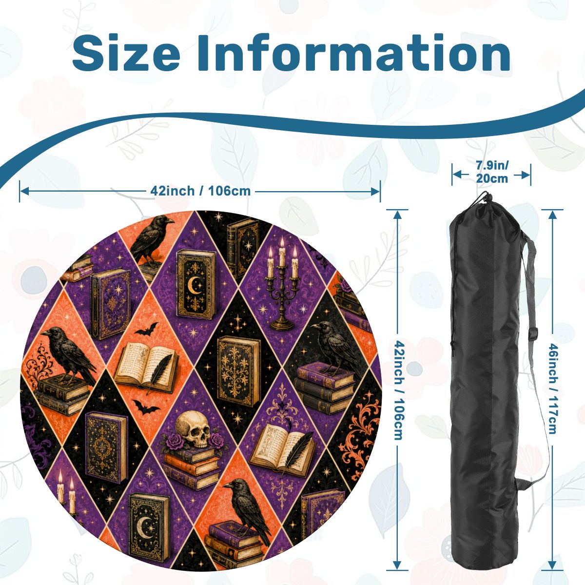 Harlequin Poe Halloween Fall Round Mahjong Mat