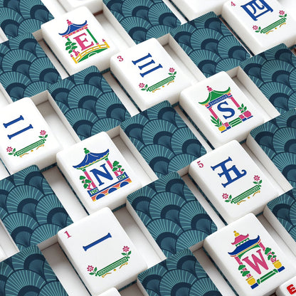 Art Deco Blue American Mahjong Tiles And Carry Case