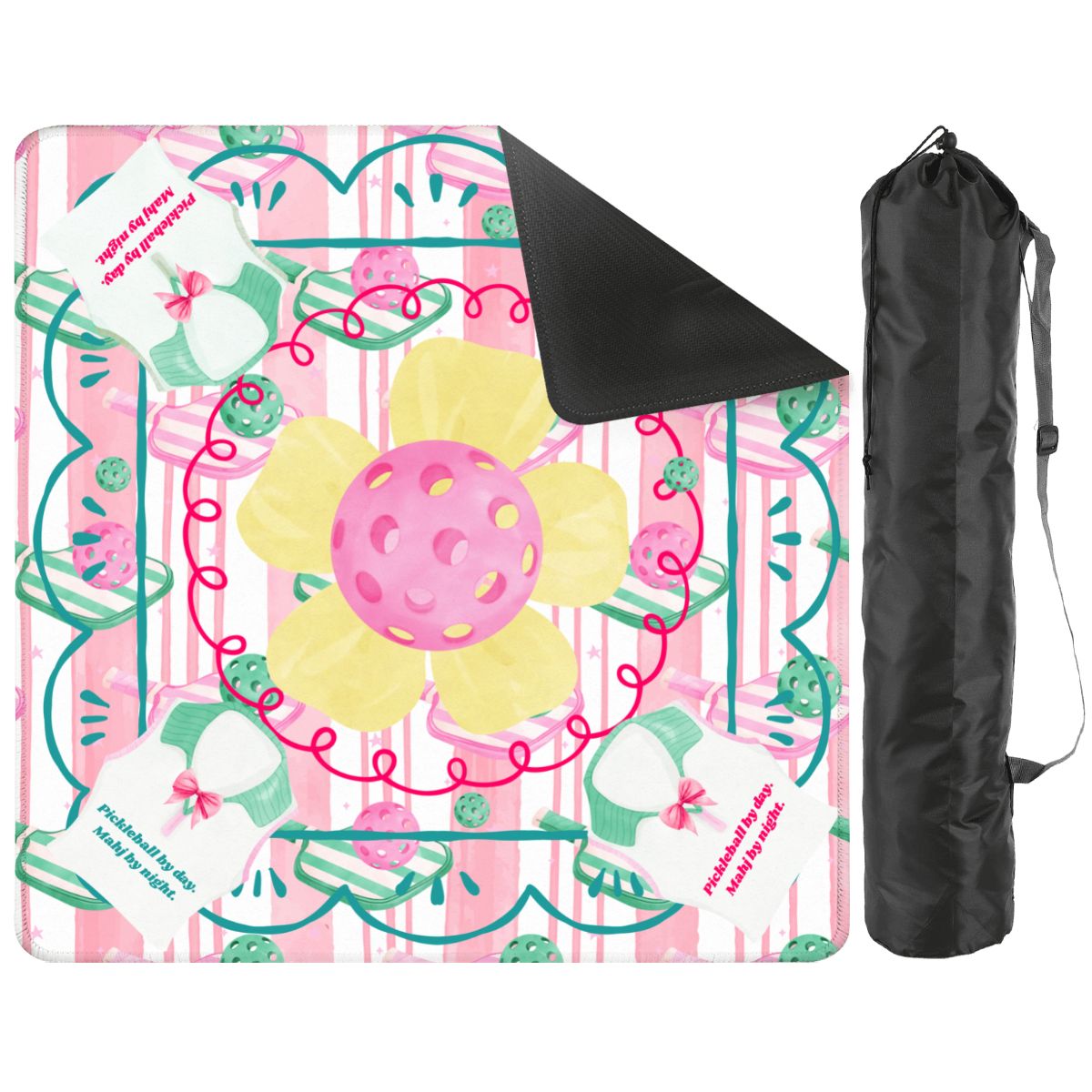 Pickleball By Day, Mahj By Night, Whimsical Fun Mahjong Mat - Splash of Color Co.