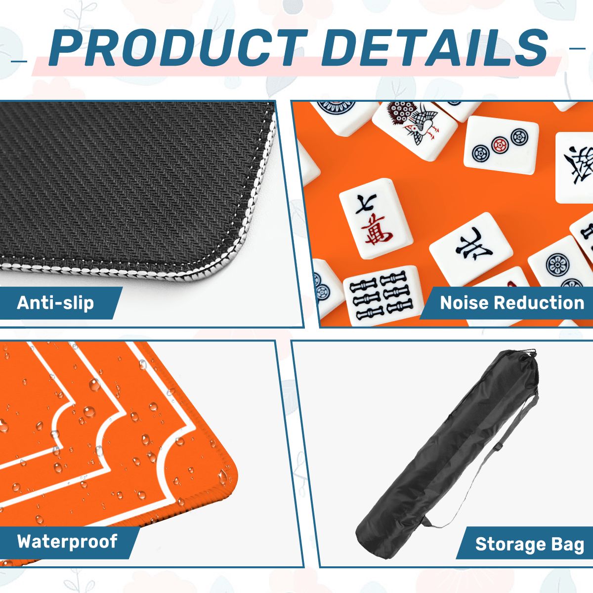 Plain And Simple Minimalist Orange Mahjong Mat - Splash of Color Co.