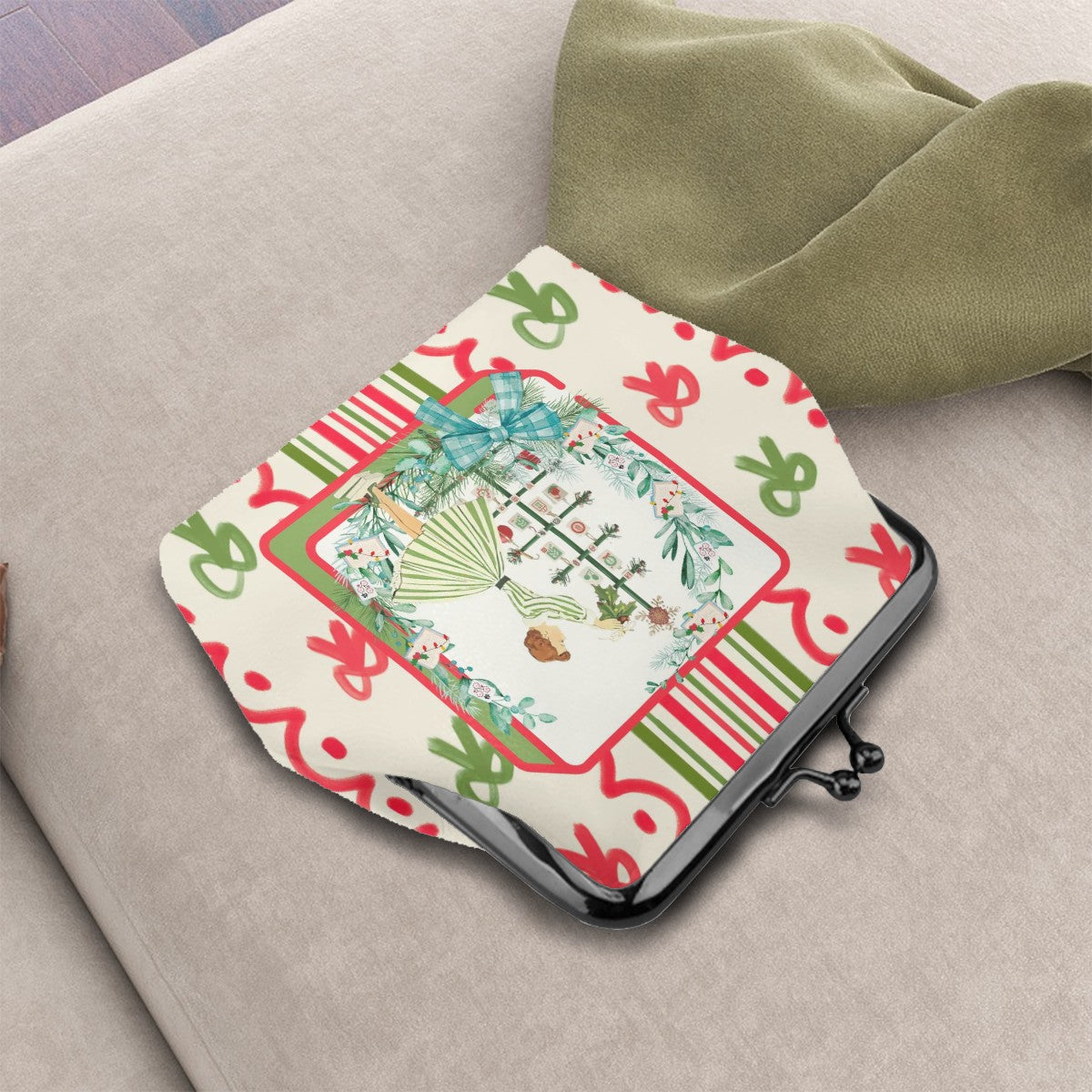 Books Nooks And Mahjong Christmas Nostalgia Women's Kiss Lock Coin Purse