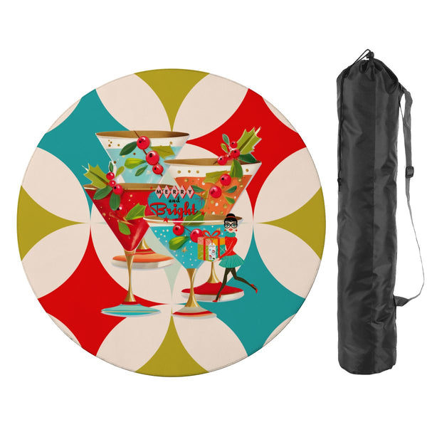 Mod Berry And Bright Christmas Round Mahjong Mat