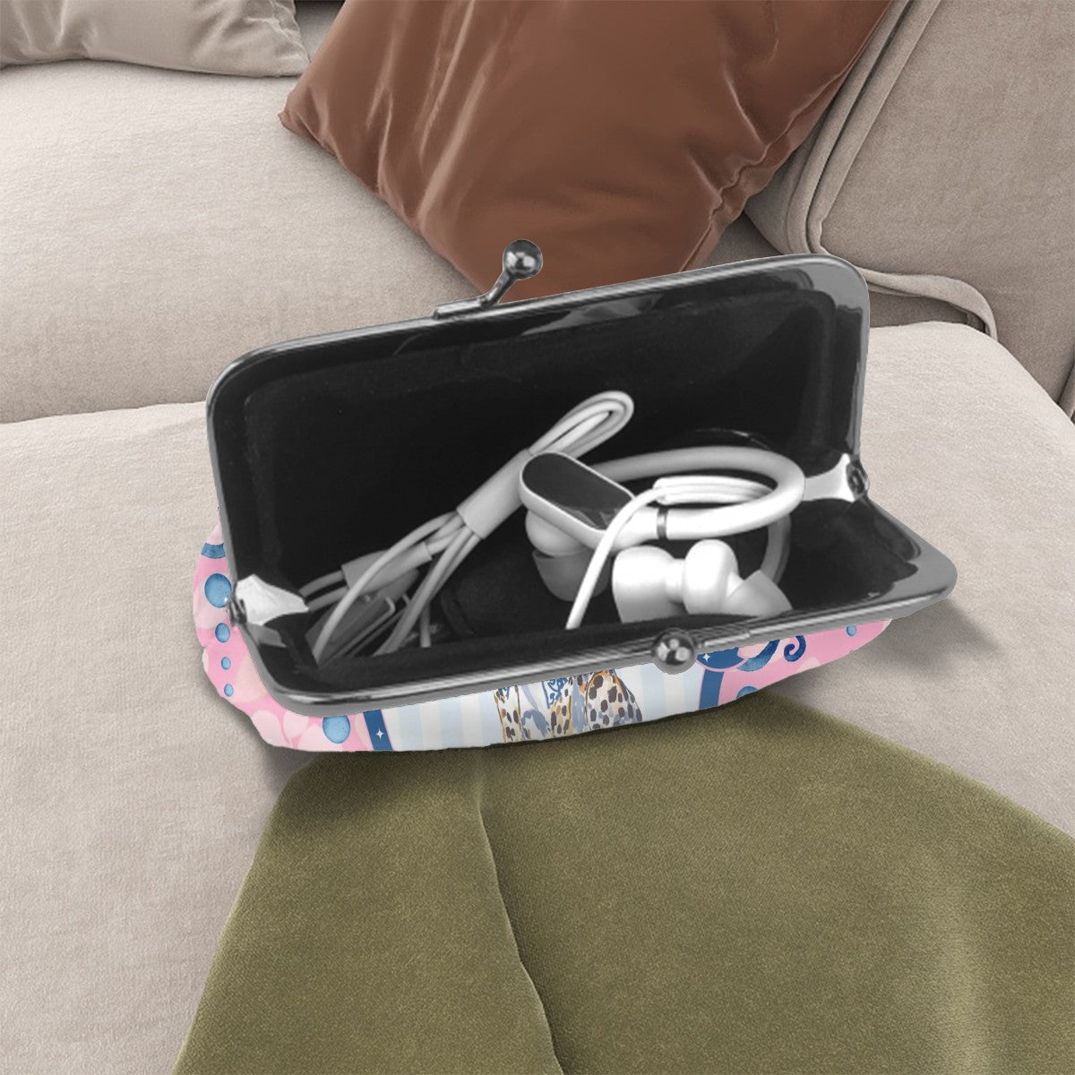 Charleston Cheetah Pink Preppy Women's Leather Kiss Lock Coin Purse - Splash of Color Co.