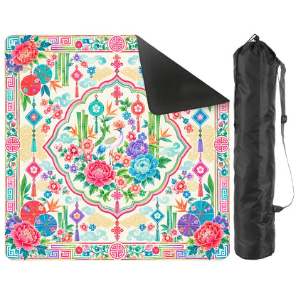 Peony And Parasols Custom Mini Mahjong Mat 20.9"x20.9" - Splash Of Mahj And Color Co.