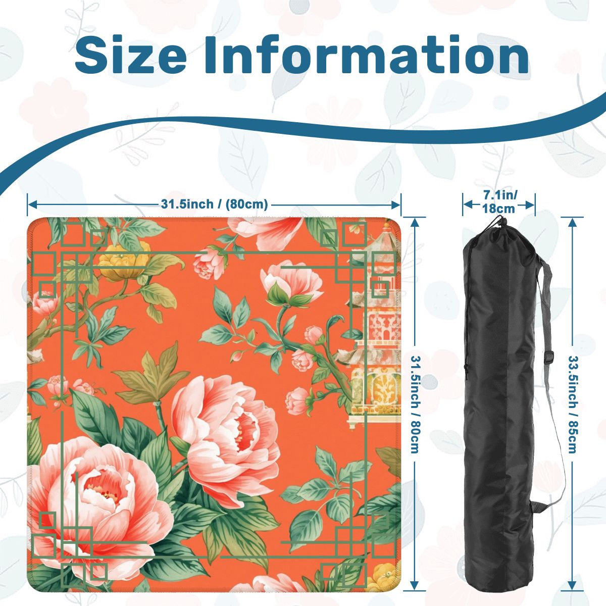 Chinoiserie Blooming Peonies Mahjong Mat - Splash of Color Co.