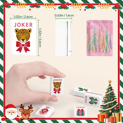 Nostalgic Tinsel Trees, Pink Glam Holiday Christmas Mahjong Tiles And Carry Case