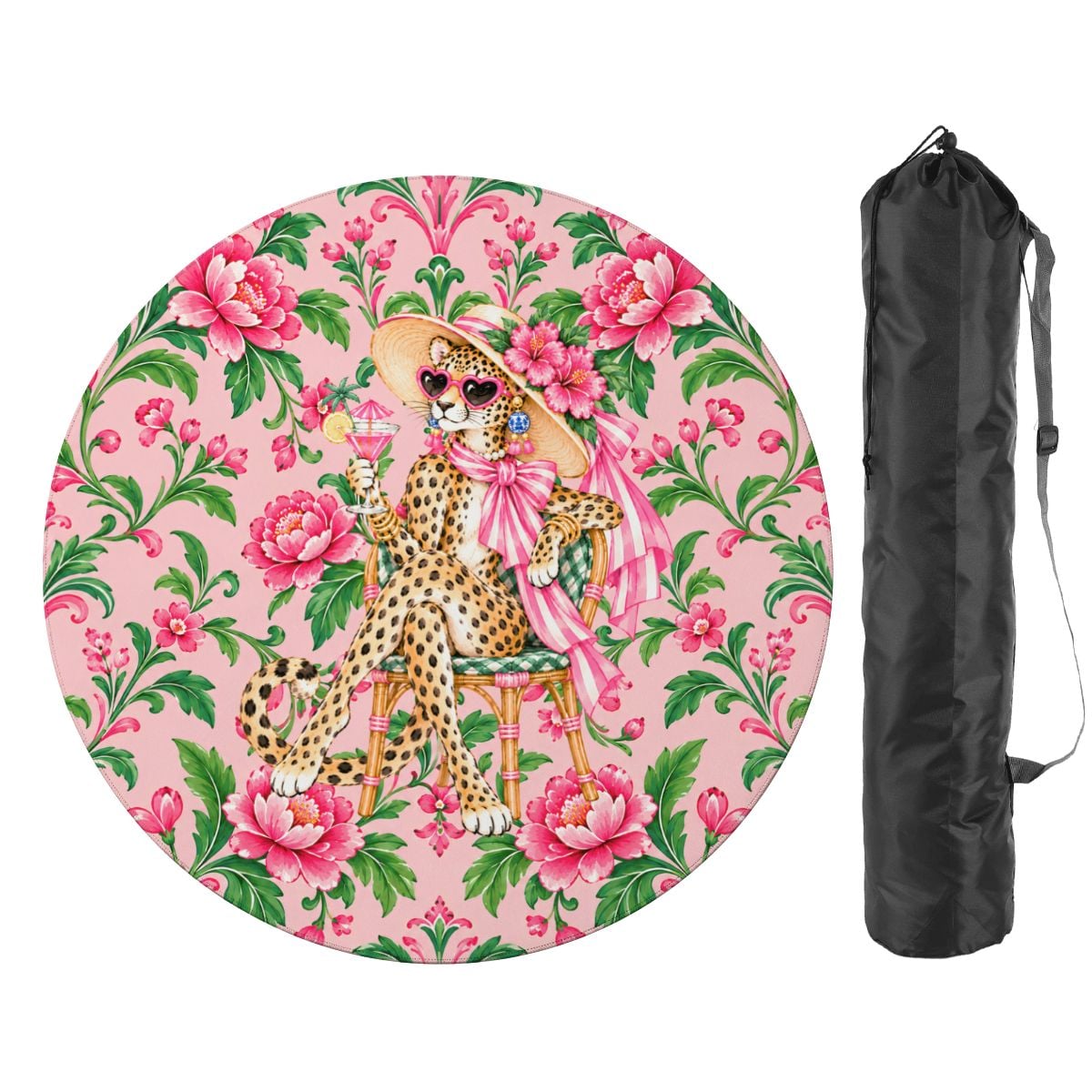 Chinoiserie Chic Leopard Round Mahjong Mat - Splash Of Mahj And Color Co.