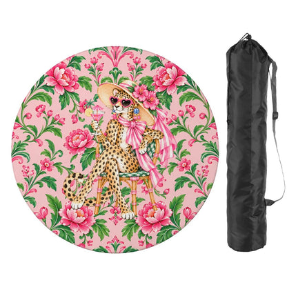 Chinoiserie Chic Leopard Round Mahjong Mat - Splash Of Mahj And Color Co.