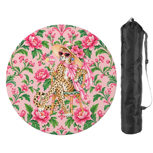 Chinoiserie Chic Leopard Round Mahjong Mat - Splash Of Mahj And Color Co.