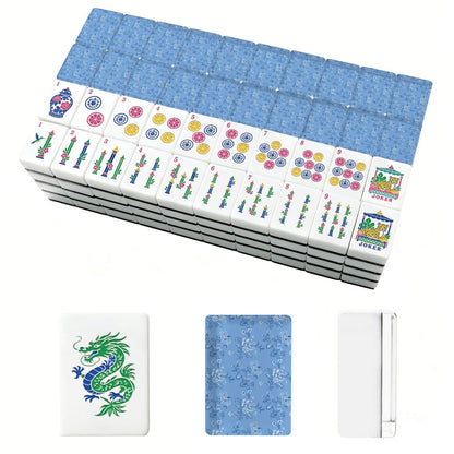 Baby Blue Floral Chinoiserie American Engraved Mahjong Tiles And Carry Case - Splash Of Mahj And Color Co.