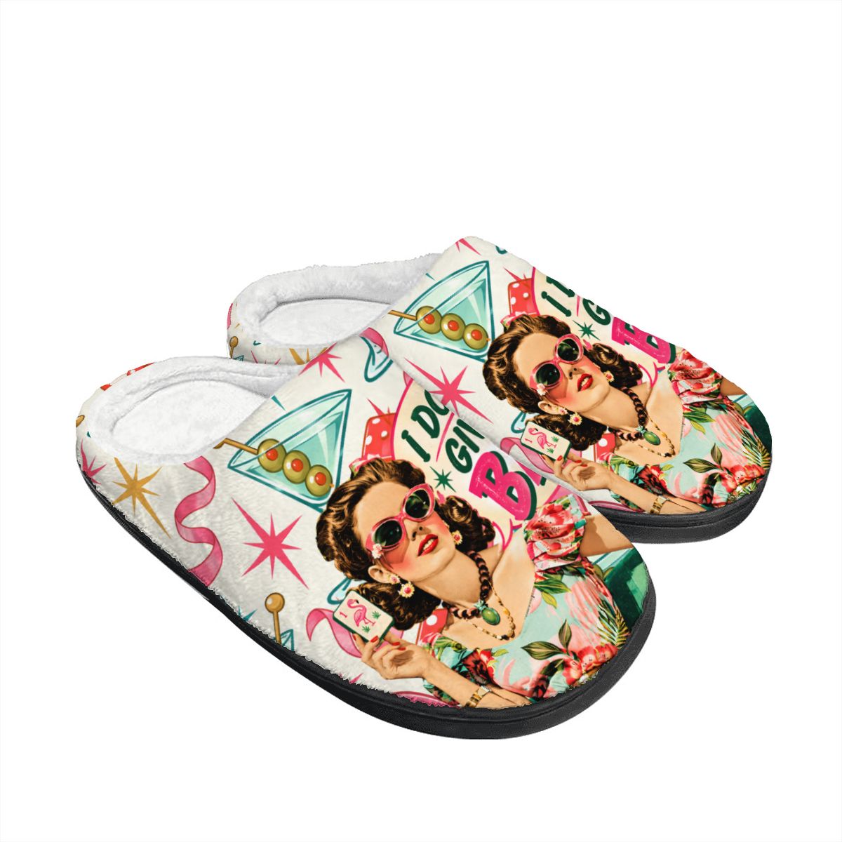 Funny Mahjong, I Don't Give A Bam Plush House Slippers