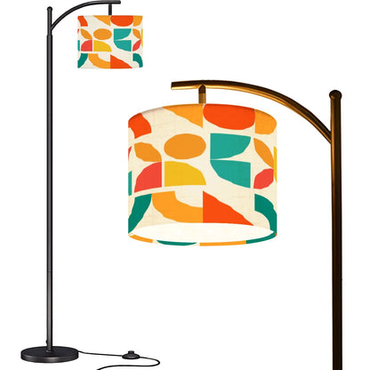 Geometric Sunshine Color Pop Orange Teal Yellow Modern Arc Floor Lamp