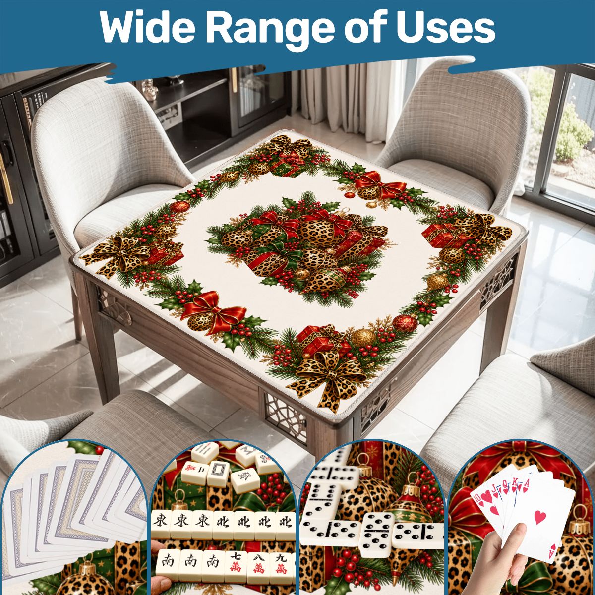 The Leopard Mahjong Christmas Mahjong Mat - Splash Of Mahj And Color Co.