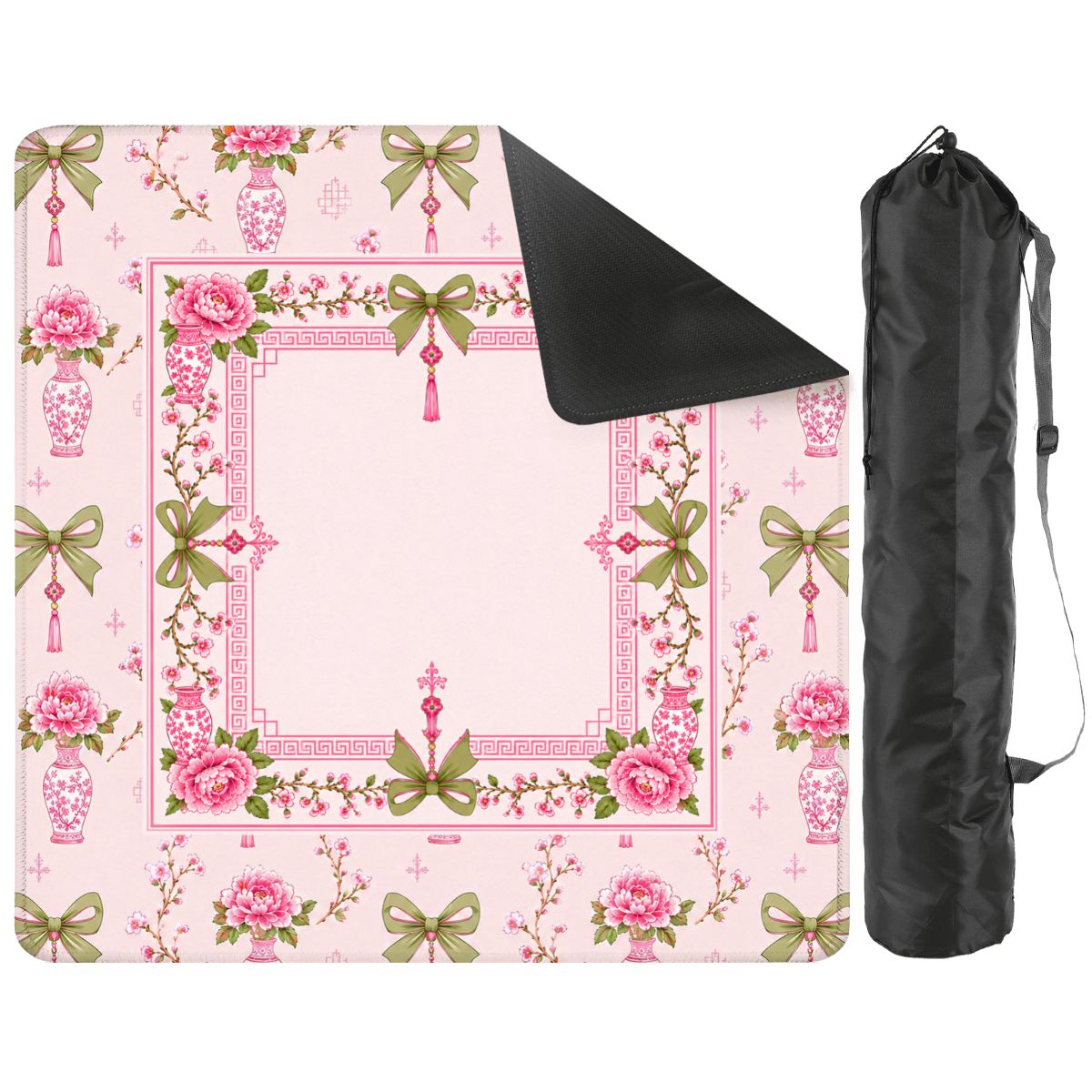 Pink Palm Pagoda Mahjong Mat - Splash Of Mahj And Color Co.