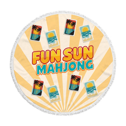 Mahjong Pool Fun Sun Round Tassel Beach Towel - Splash of Color Co.