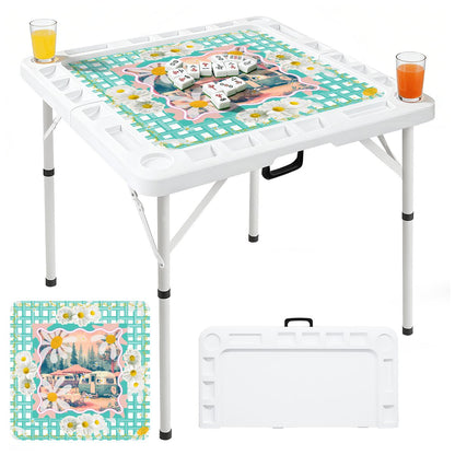 Happy Camping Vintage Nostalgic Mahj Mini Mat And Foldable Mahjong Table - Splash of Color Co.
