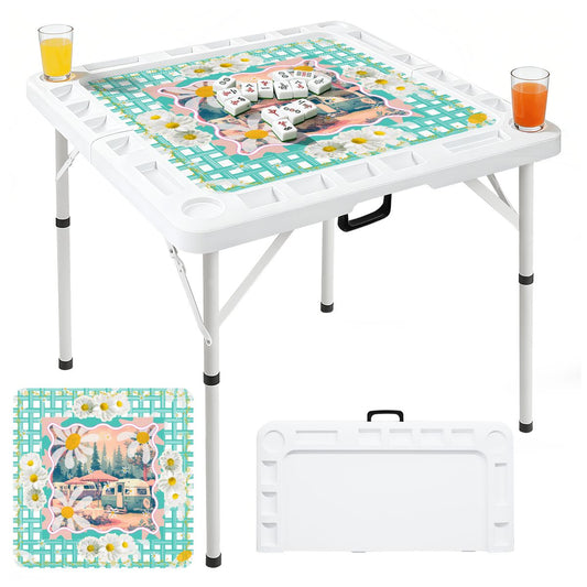 Happy Camping Vintage Nostalgic Mahj Mini Mat And Foldable Mahjong Table - Splash of Color Co.