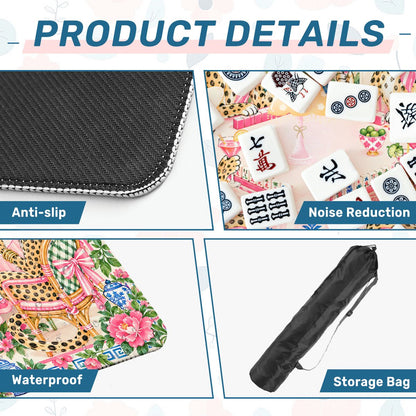 Grandmillenial Chic Leopard Ladies Chinoiserie Mahjong Mat