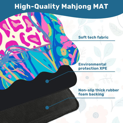 Preppy Pastel Animal Print Scalloped Mahjong Mat