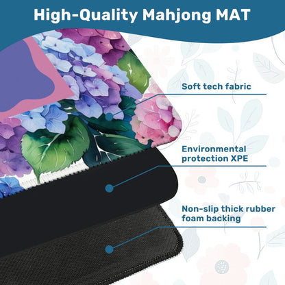 Watercolor Hydrangea Blooms In Purple Pink Pastel Mahjong Mat - Splash of Color Co.