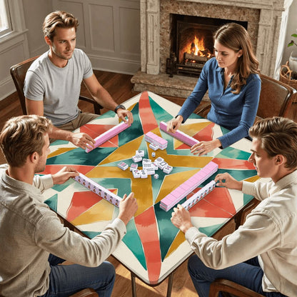Boho Burst Prism Of Color, Emerald Green, Orange Mahjong Mat - Splash of Color Co.