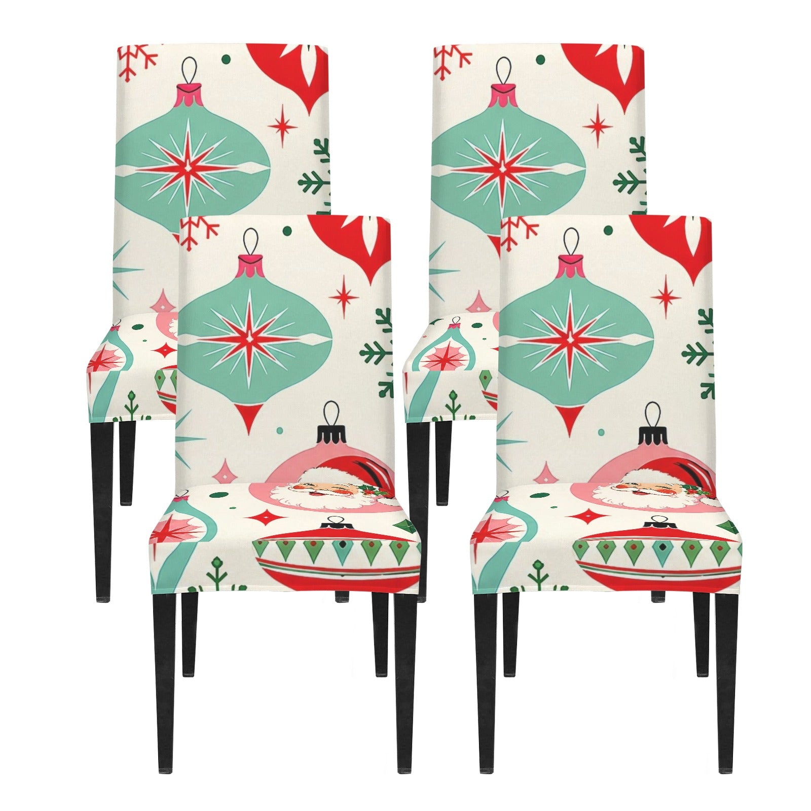 Ho Ho Ho Nostalgic Mahjong Santa Custom Chair Cover (Pack of 4) - Splash Of Mahj And Color Co.