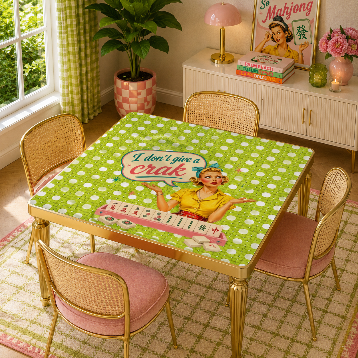 Funny Mahjong Mat Cane & Cello I Don't Give A Crak Mahj Mat