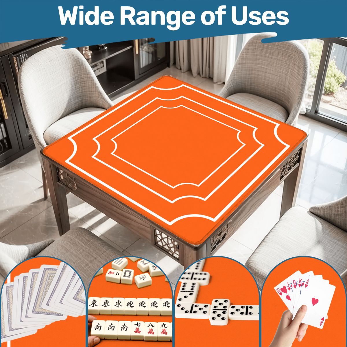 Plain And Simple Minimalist Orange Mahjong Mat - Splash of Color Co.